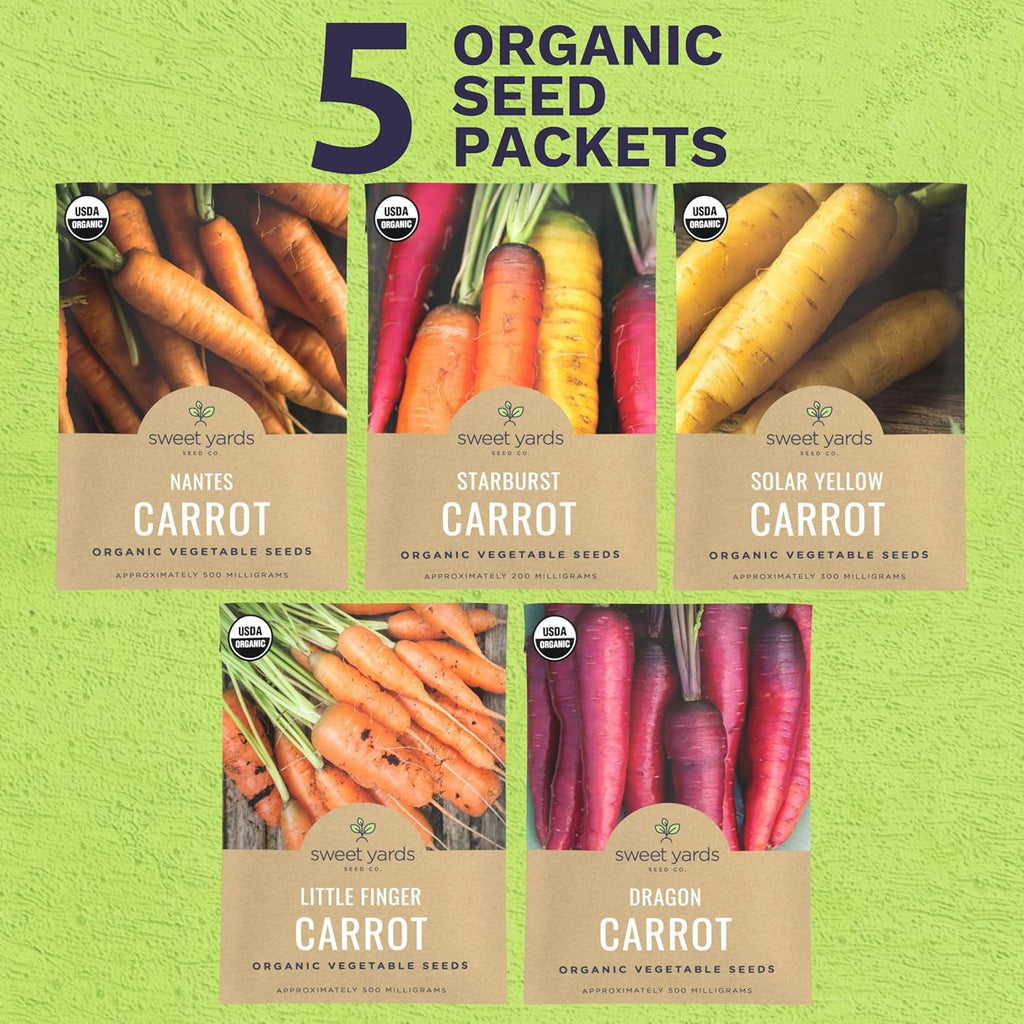 Organic Carrot Seeds Variety Pack - 5 Individual Packs