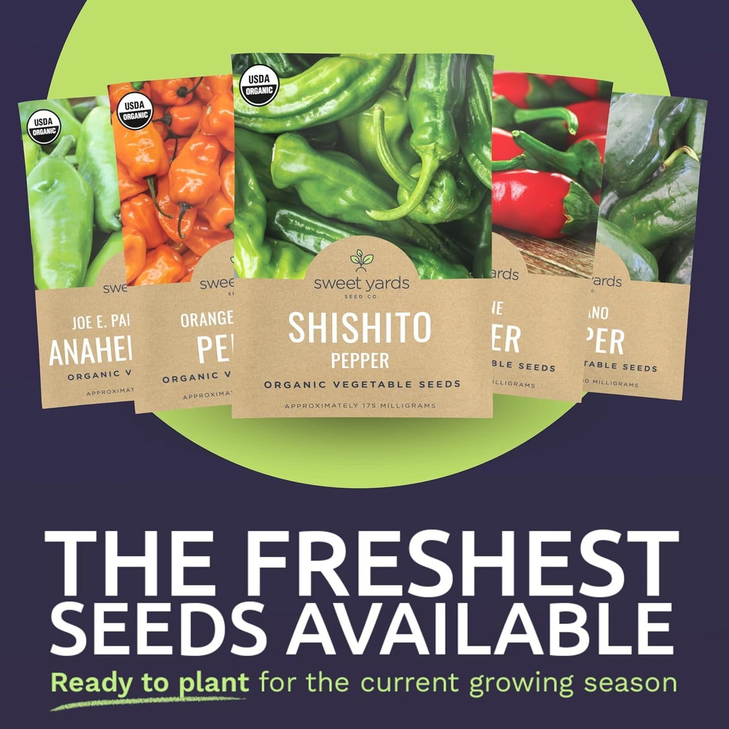 Organic Pepper Seeds (Sweet and Hot) Variety Pack - 13 Individual Packs