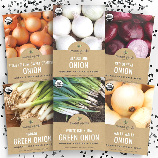 Organic Onion Seeds Variety Pack - 6 Individual Packs