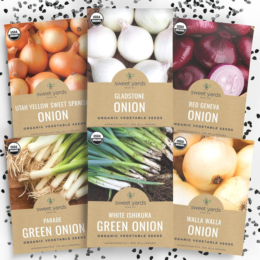 Organic Onion Seeds Variety Pack - 6 Individual Packs