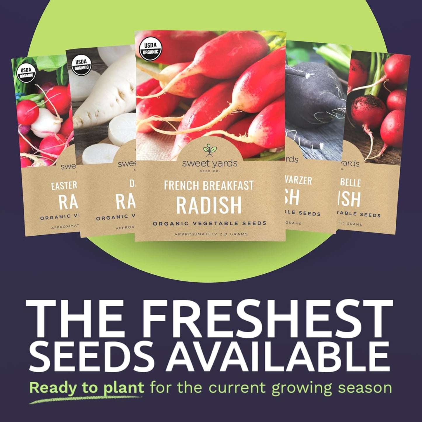 Organic Radish Seeds Variety Pack - 5 Individual Packs