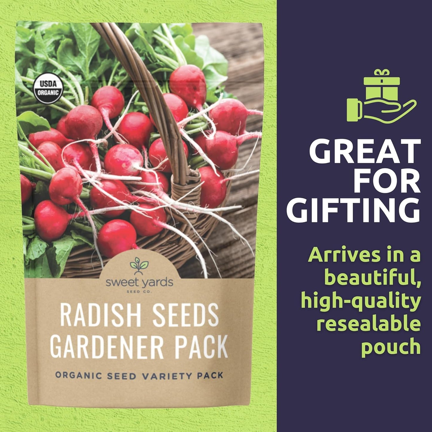 Organic Radish Seeds Variety Pack - 5 Individual Packs