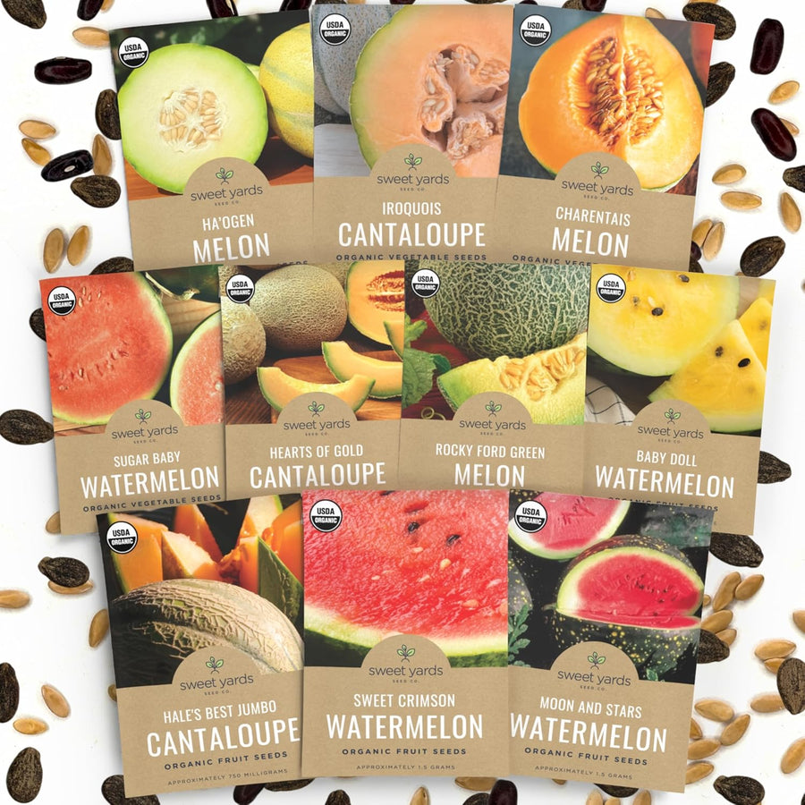 Organic Melon Seeds Variety Pack - 10 Individual Packs