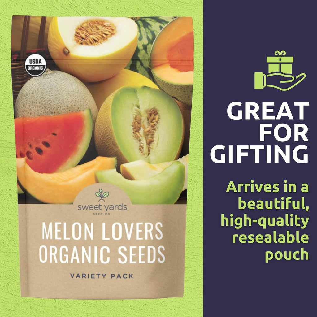 Organic Melon Seeds Variety Pack - 10 Individual Packs