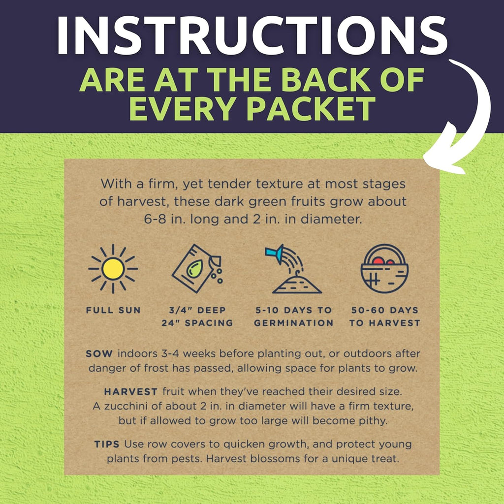 Organic Squash Seeds (Summer and Winter) Variety Pack - 10 Individual Packs