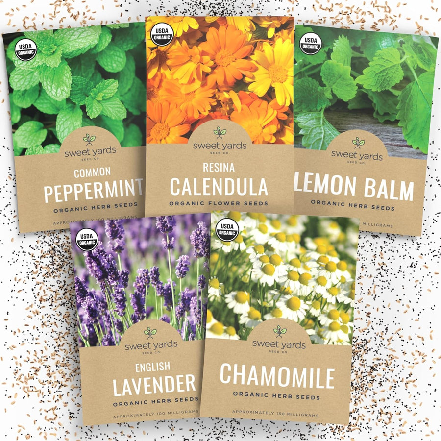 Organic Herbal Tea Seeds Variety Pack - 5 Individual Packs