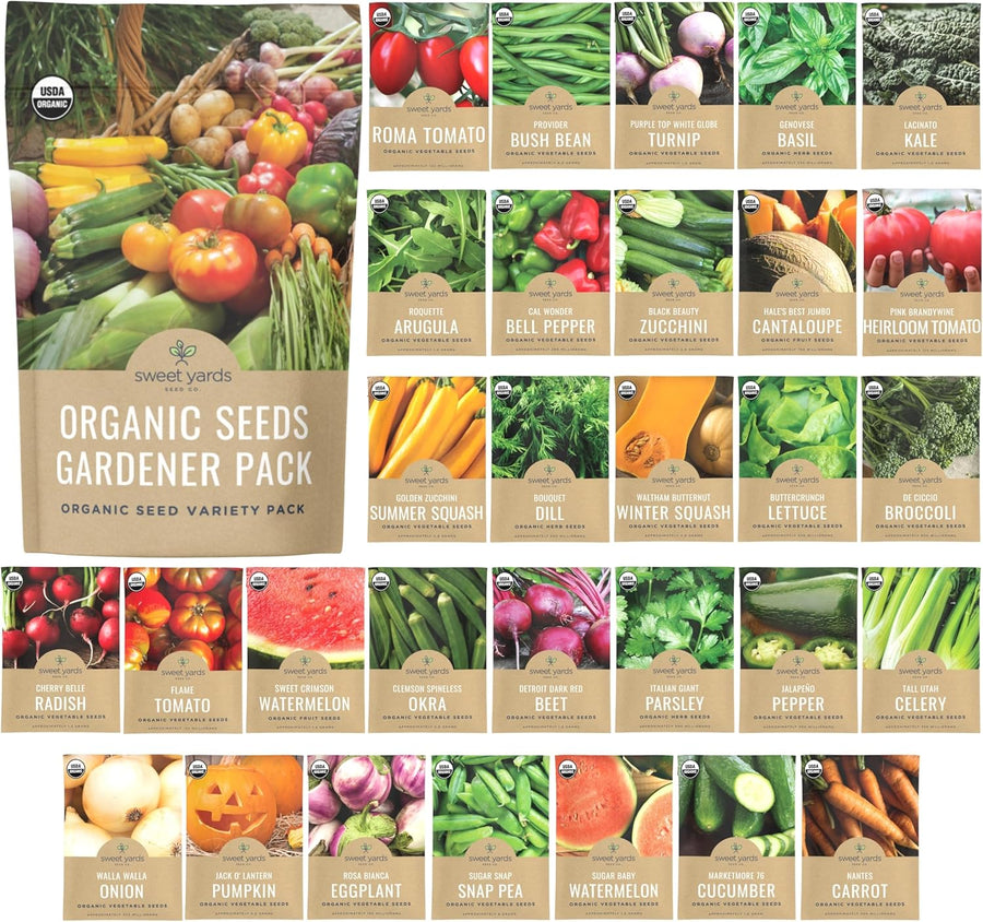 Organic Seeds Gardener Variety Pack - 30 Individual Packs