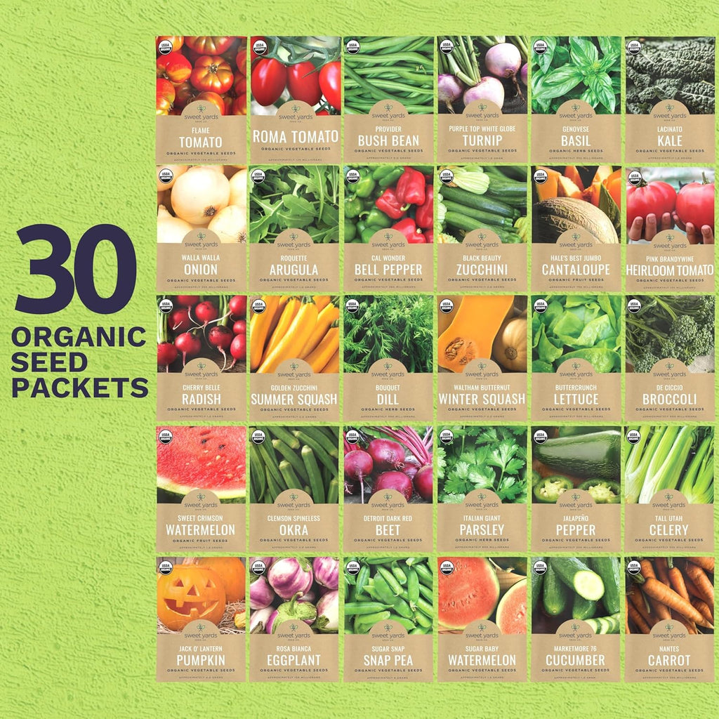 Organic Seeds Gardener Variety Pack - 30 Individual Packs