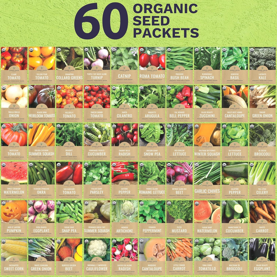 Organic Seeds Ultimate Variety Pack - 60 Individual Packs