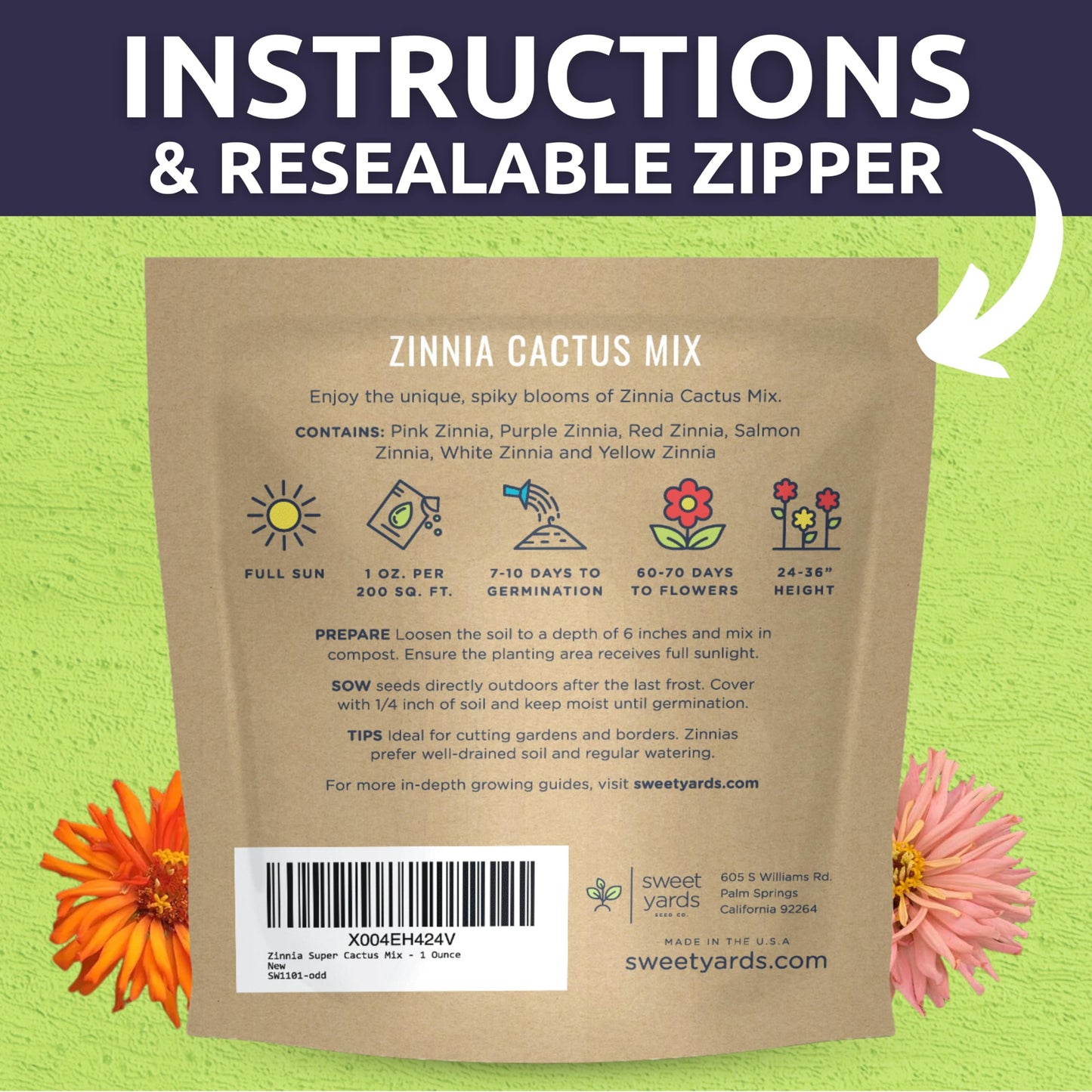 Zinnia Super Cactus Mix