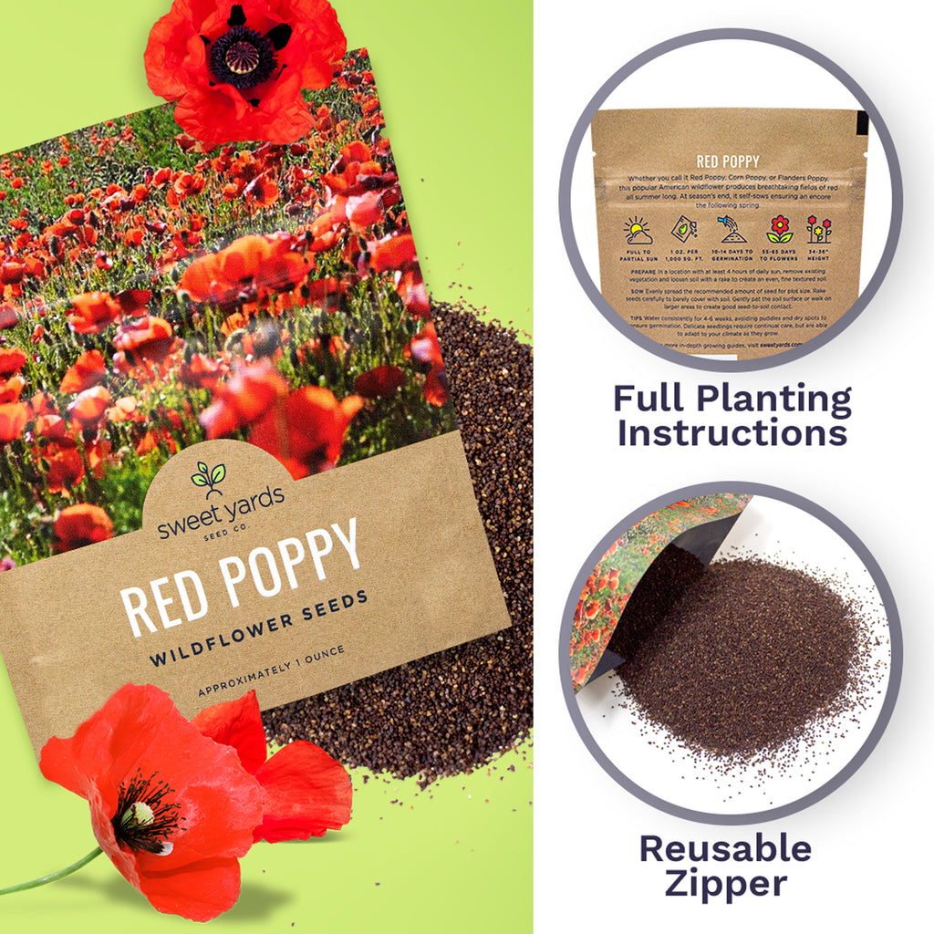 Red Corn Poppy Wildflower Seed Mix