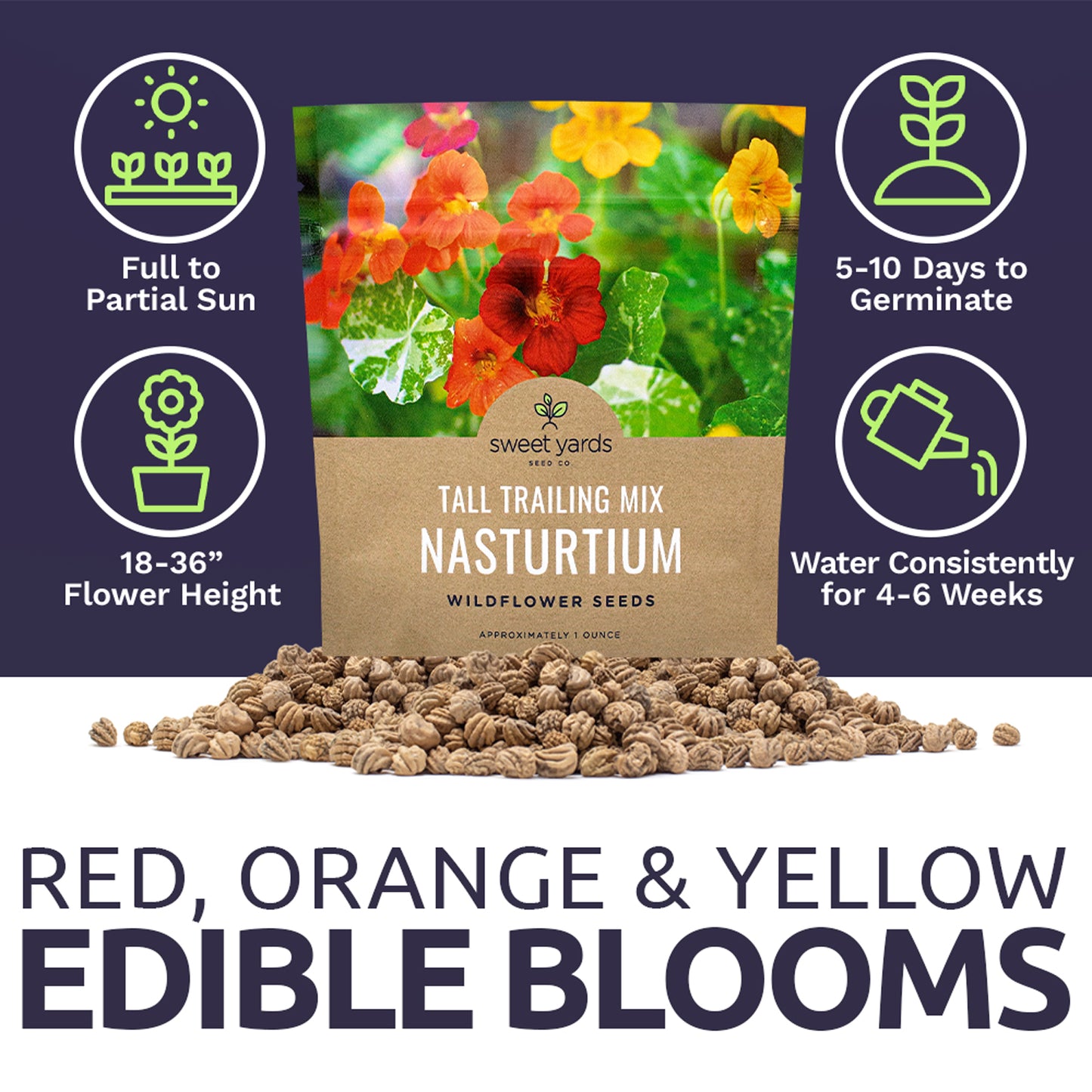 Nasturtium Seeds - Mixed Colors