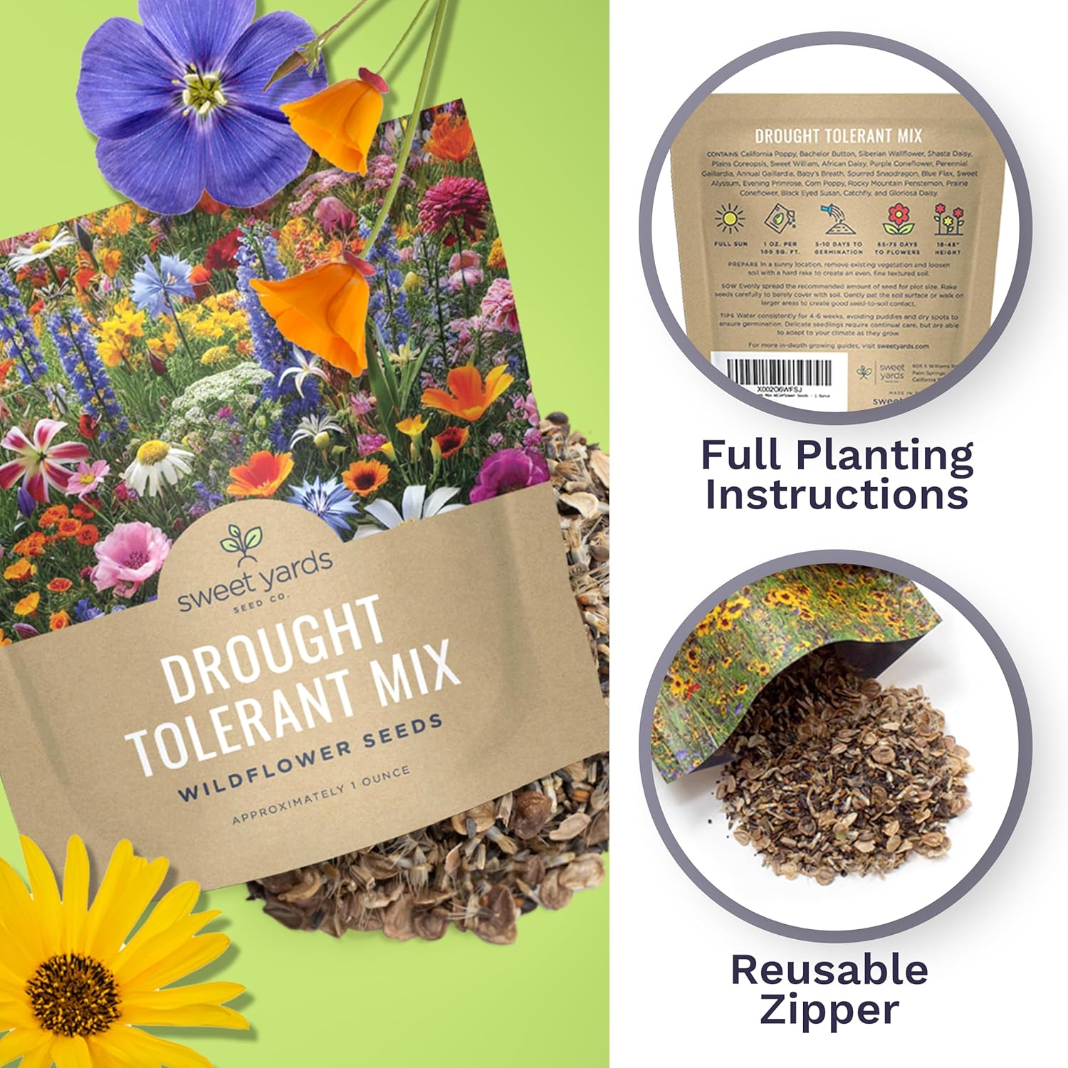 drought resistant wildflower seeds Drought Tolerant Wildflower Mix – Sweet Yards