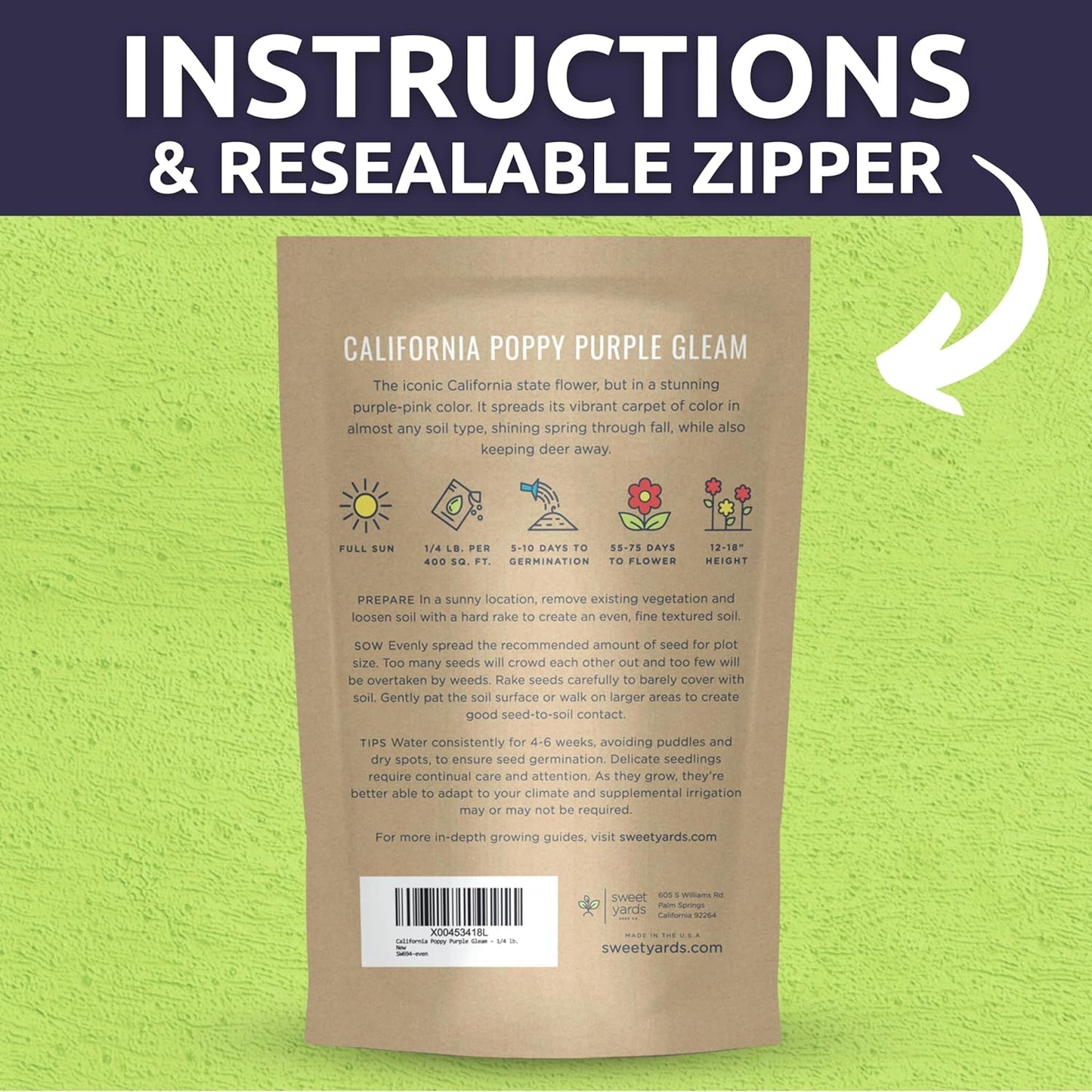 California Purple Gleam Poppy Wildflower Seeds