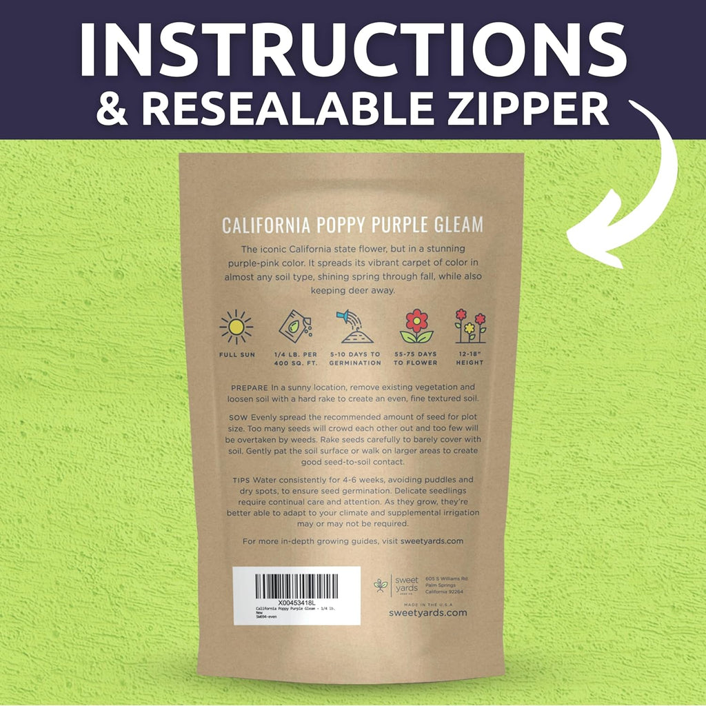 California Purple Gleam Poppy Wildflower Seeds